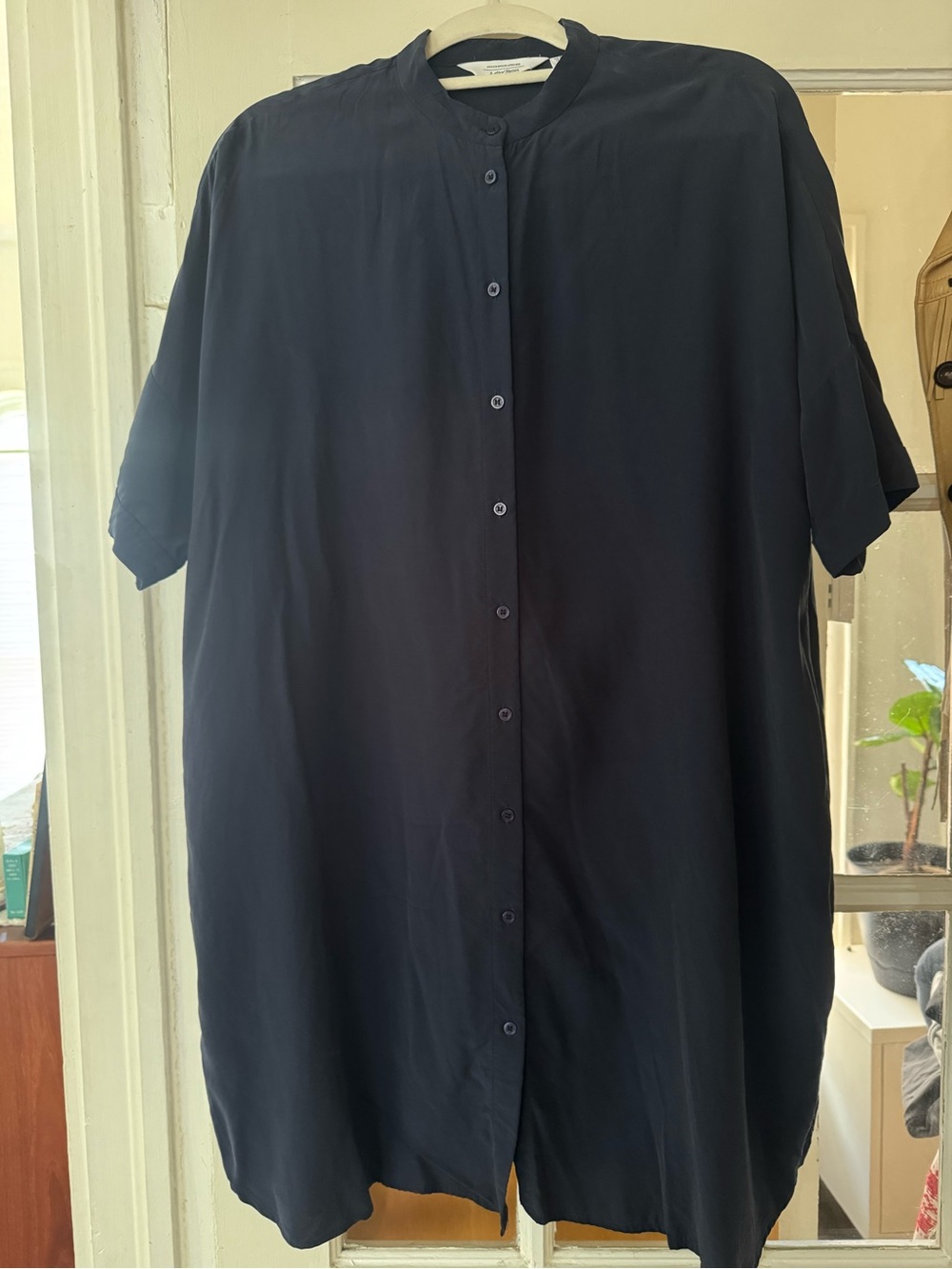 & Other Stories Navy Button Down Shift Dress